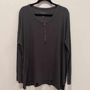 American Eagle Medium Gray Soft n Sexy Rib  knit long sleeve tee Oversized Comfy